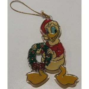 Vintage Disney Christmas Tree Ornament Donald Duck Acrylic Painted Decor Wreath